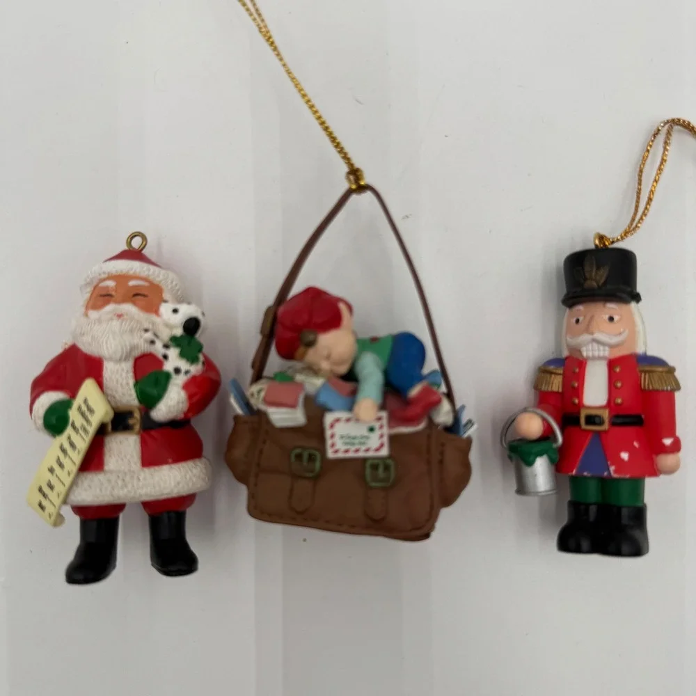 Vintage Christmas Ornament Mixed Lot 13pc Snowman Santa Drums Nutcracker 90s